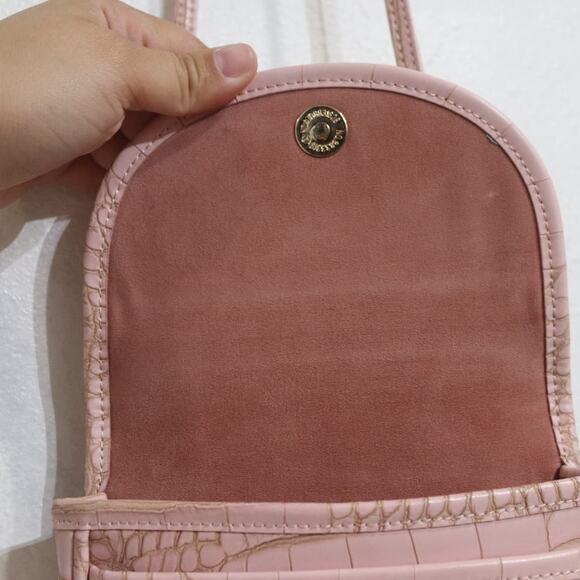 L’Academie Blush Pink Tavi Mini Croc-Embossed Leather CrossBody Bag - Picture 5 of 11